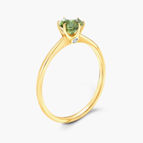 Pierścionek zaręczynowy The Journey: złoty, zielony szafir